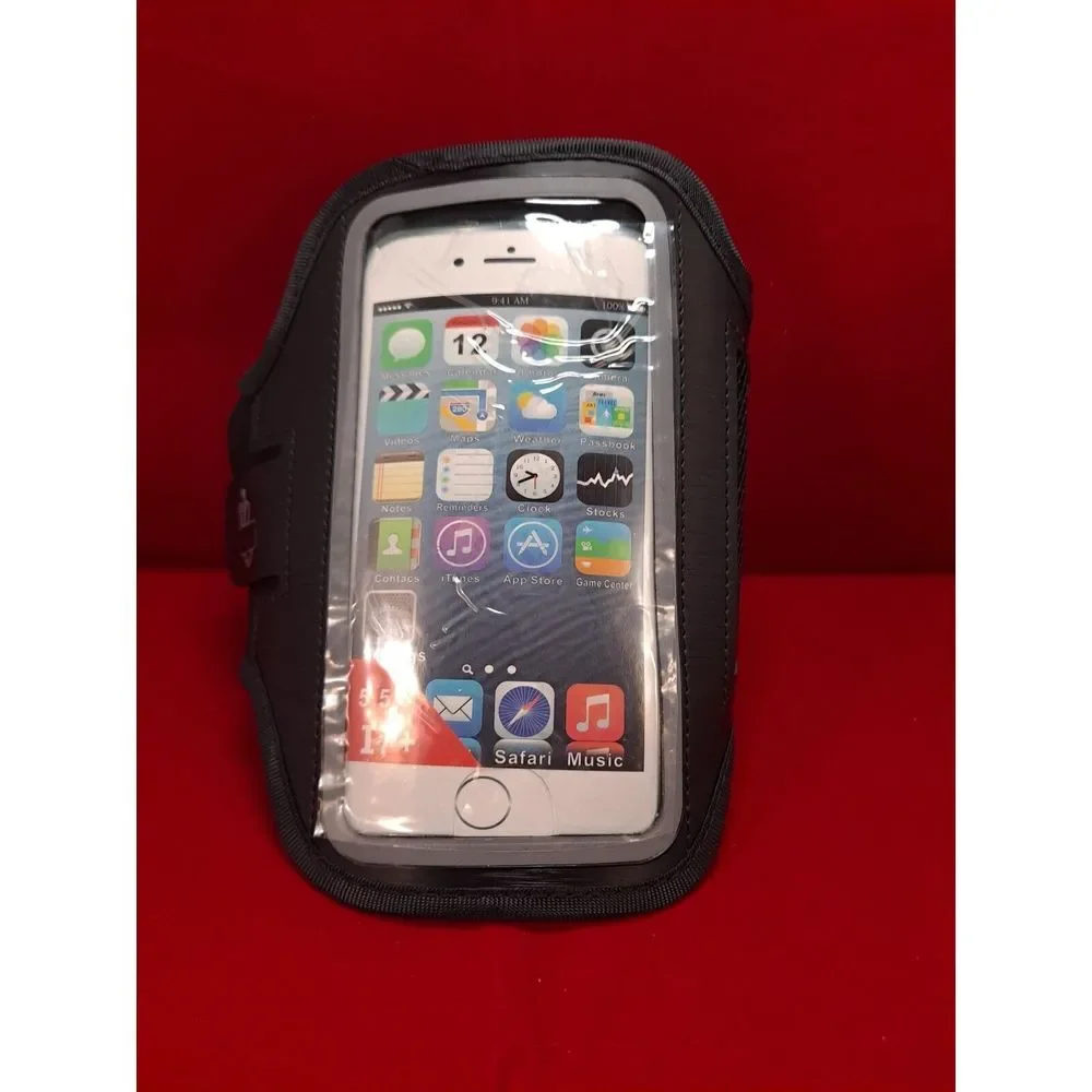 Sports Armband- Cell Phone Holder -Running /Jogging/ Gym  Black with Silver Trim